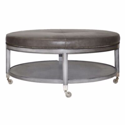 Edmonds Round Ottoman-leather