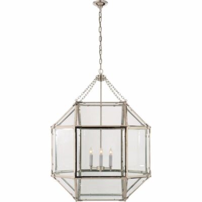 Morris Large Lantern - Polished Nickel With Clear Glass