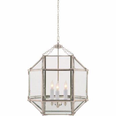 Morris Medium Lantern - Polished Nickel With Clear Glass