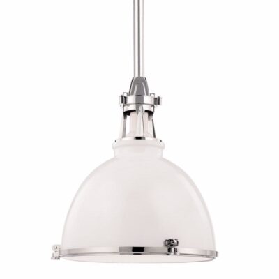 Industria Pendant- Large - White & Polished Nickel