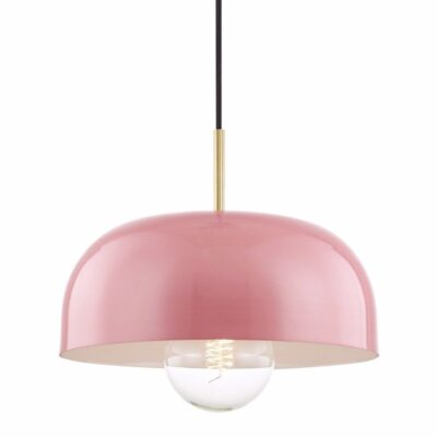 Pacific Pendant Large - Pink - Aged Brass