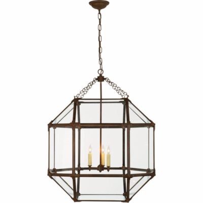 Morris Large Lantern - Antique Zinc With Clear Glass