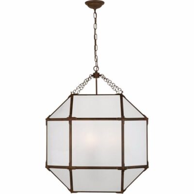 Morris Large Lantern - Antique Zinc With Frosted Glass