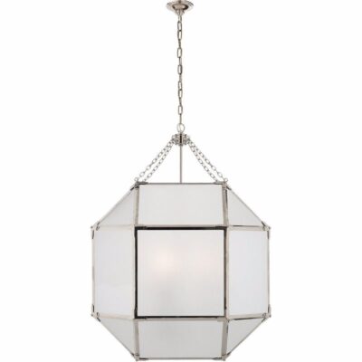 Morris Large Lantern - Polished Nickel With Frosted Glass