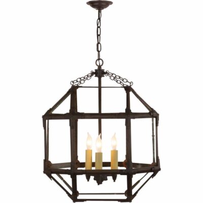 Morris Medium Lantern - Antique Zinc With Clear Glass
