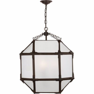 Morris Medium Lantern - Antique Zinc With Frosted Glass