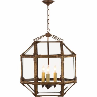 Morris Medium Lantern - Gilded Iron With Clear Glass