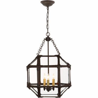 Morris Small Lantern - Antique Zinc With Clear Glass