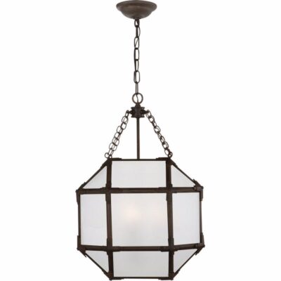 Morris Small Lantern - Antique Zinc With Frosted Glass