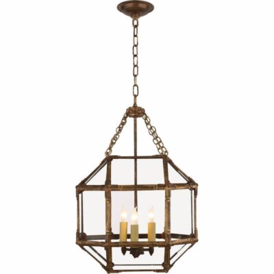 Morris Small Lantern - Gilded Iron With Clear Glass