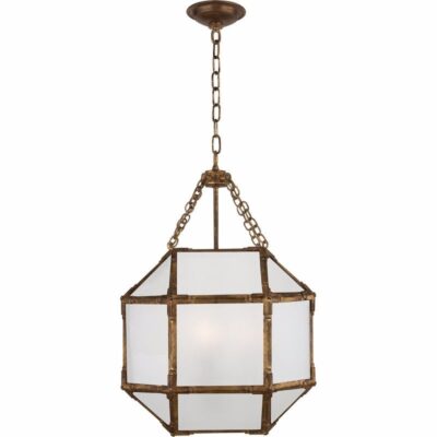 Morris Small Lantern - Gilded Iron With Frosted Glass