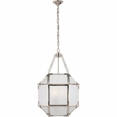 Morris Small Lantern - Polished Nickel With Frosted Glass