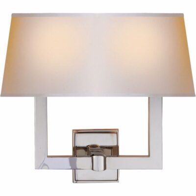 Square Tube Double Sconce - Polished Nickel