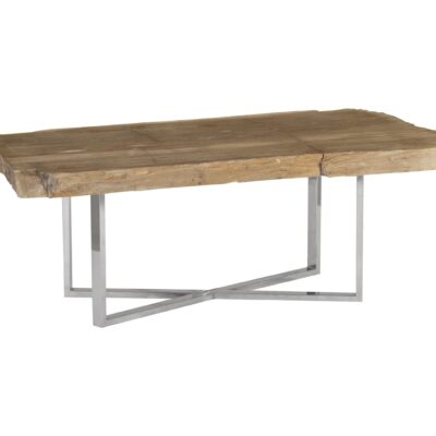 Petrified Wood Coffee Table Stainless Steel Base